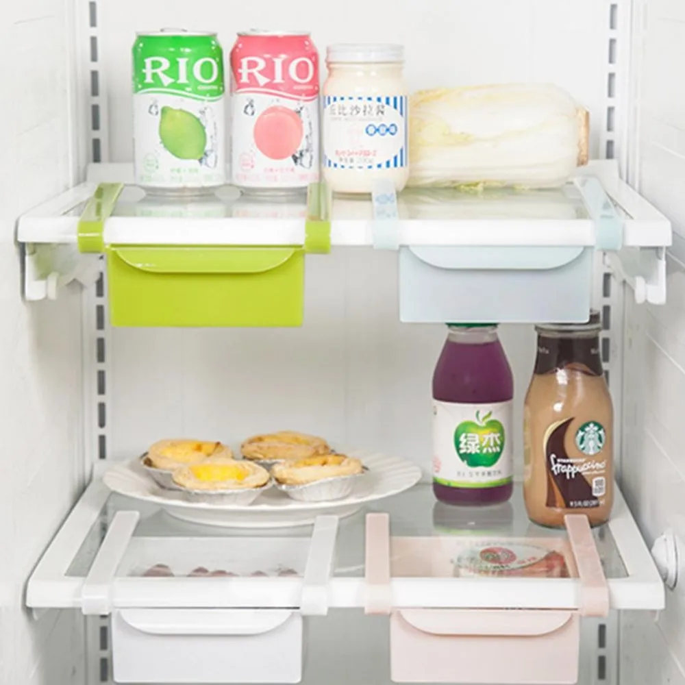 Slide Kitchen Fridge Freezer Space Saver Layer Under Shelf Holder Storage Rackn Storage Holder