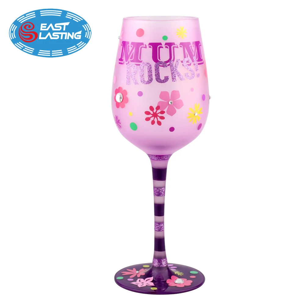 All purpose celebrating colored custom print wine glass pink