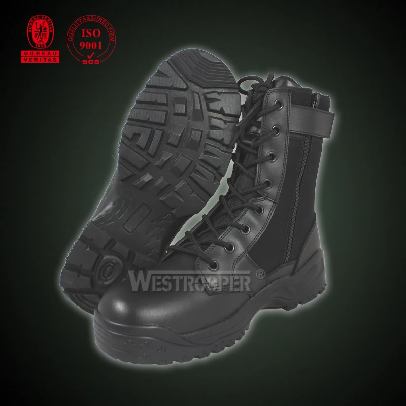 
Army boots black leather real soldier 