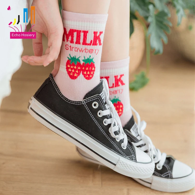 Japanese strawberry milk pattern cute women socks