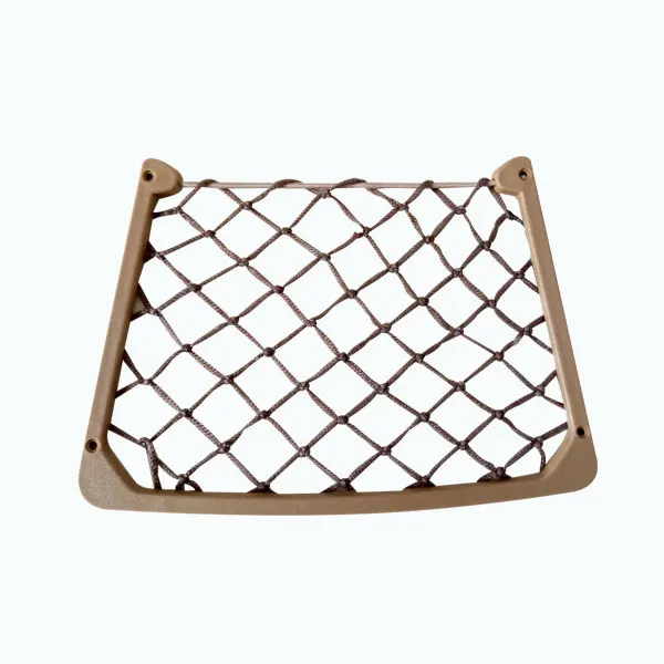 Plastic magazine net for passenger bus seat assembly