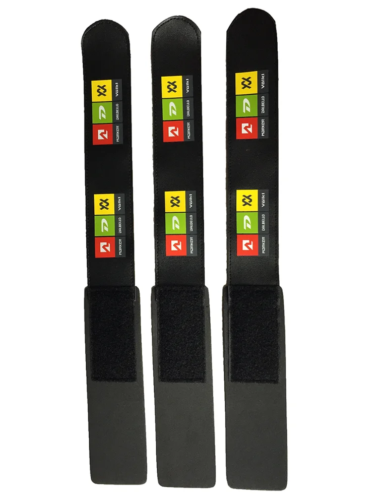 Custom alpine cross country leather ski straps with hook and loop