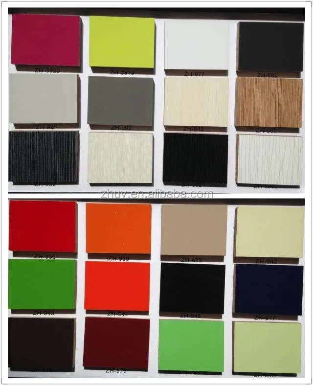 Wood Graind Design And Solid Color High Glossy UV MDF Panel