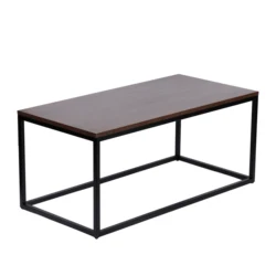 Wooded desktop metal frame leg rectangular coffee table for living room furniture