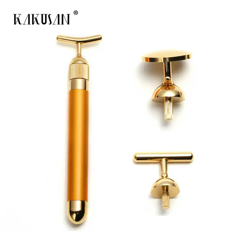 3 In 1 Skin Care Set Facial Wrinkle Removing Face Eye Neck 24k gold energy Massage Wand