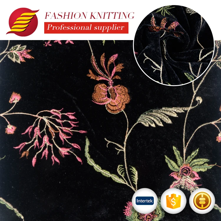 
100 polyester shiny velour embroidery velvet fabric imported from china 