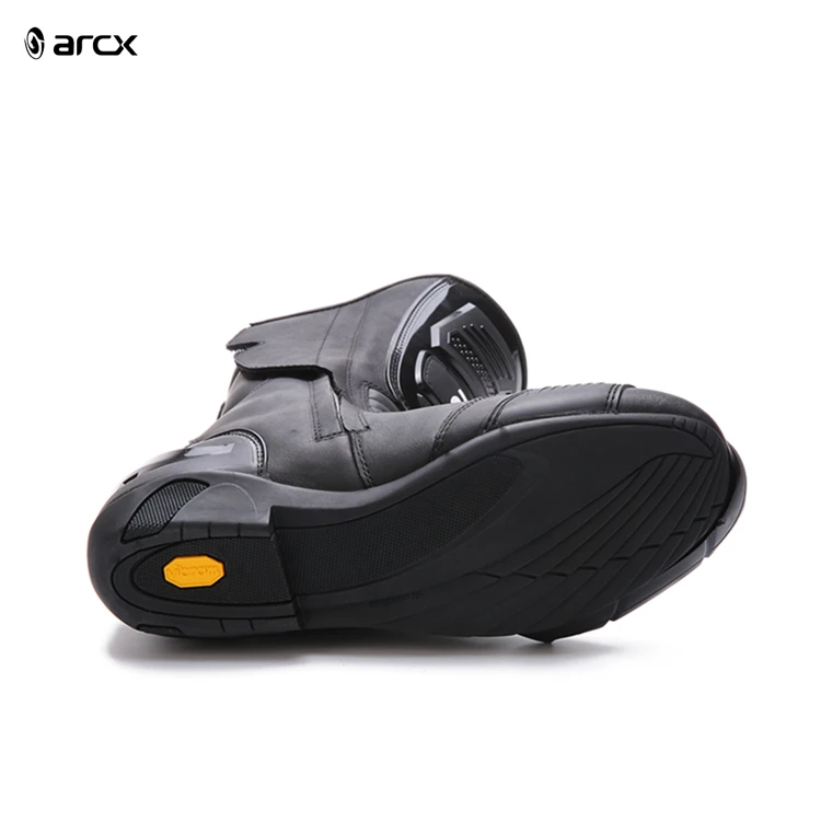 ARCX Mens Leather Speed Biker Motorcycle Boots Racing Motorbike Shoes Motorcycle Auto Racing Wear Boots