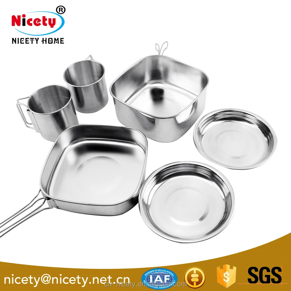 Кухонная посуда для походов пикника приготовления пищи набор пешего туризма 6 шт./компл. нержавеющая сталь 201