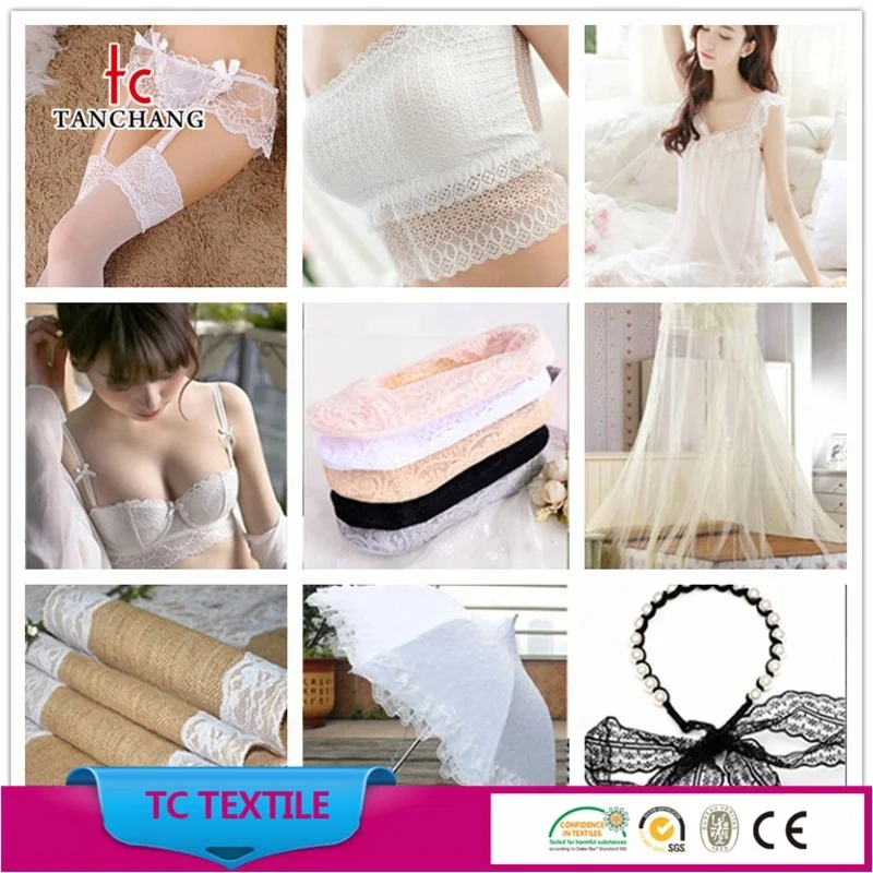 factory wholesale fancy lycra lace nylon no elastic lace trim for lingerie WTLS01-300