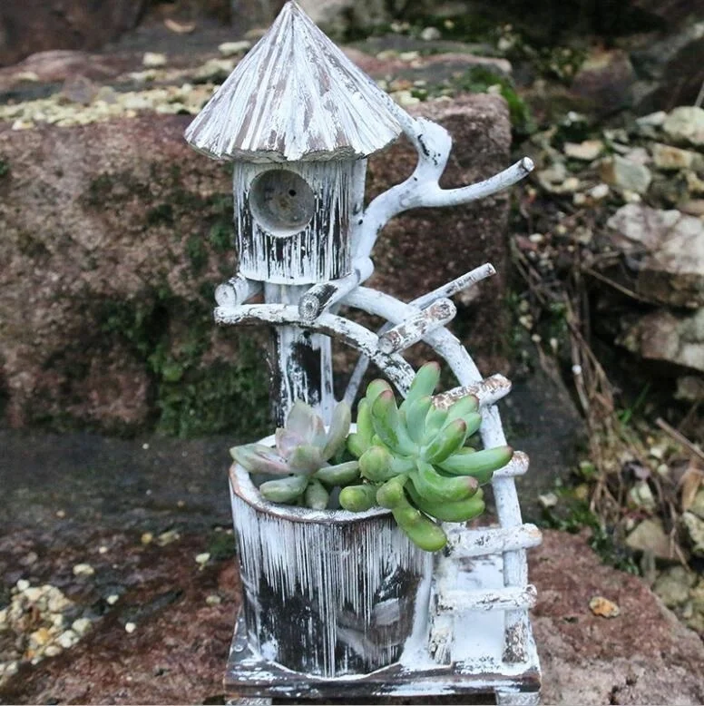 Handmade natural wooden bird cage outdoor