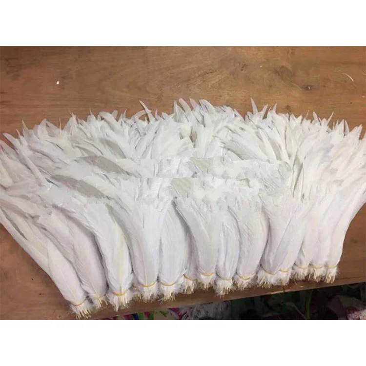 Wholesale top quality white natural 40-45cm rooster feather