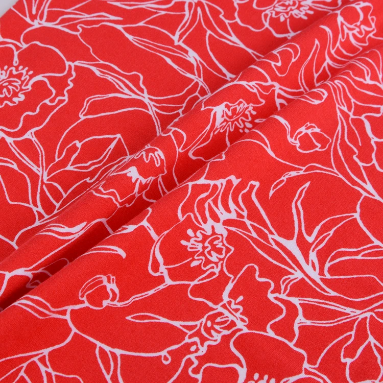 95 rayon 5 spandex digital flower printed elastic French terry cloth fabric for women hoodies