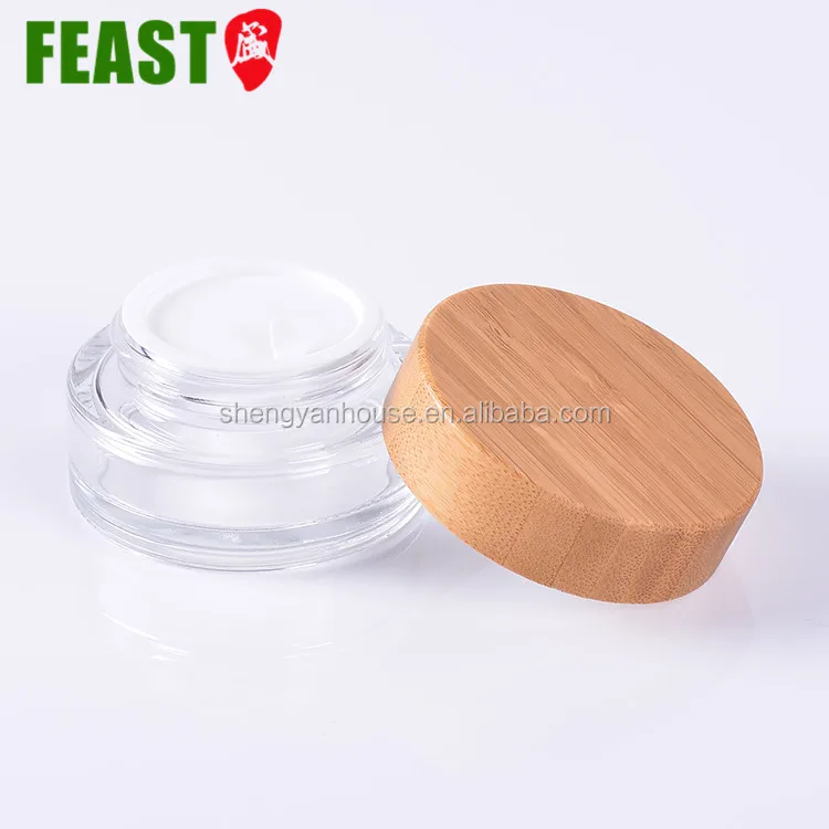 Biodegradable Eco Bamboo Glass Cream Jars With Wooden