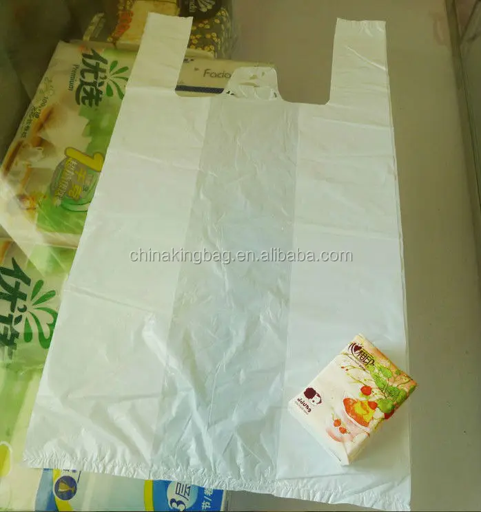 HDPE white and blue color tshirt bag carrier plastic bag