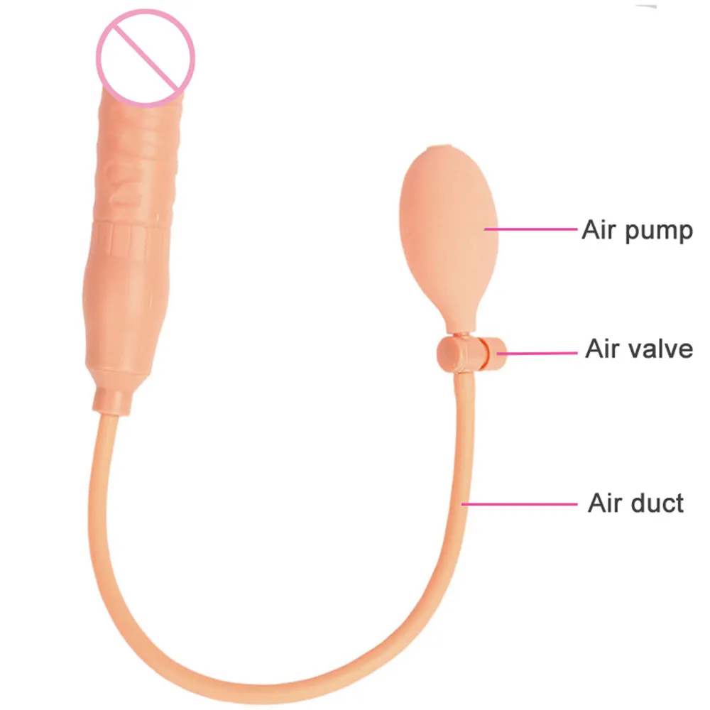 TPE 18CM Inflatable Dildo Pump Penis Cock Anal Sex Toy Anal Dilator