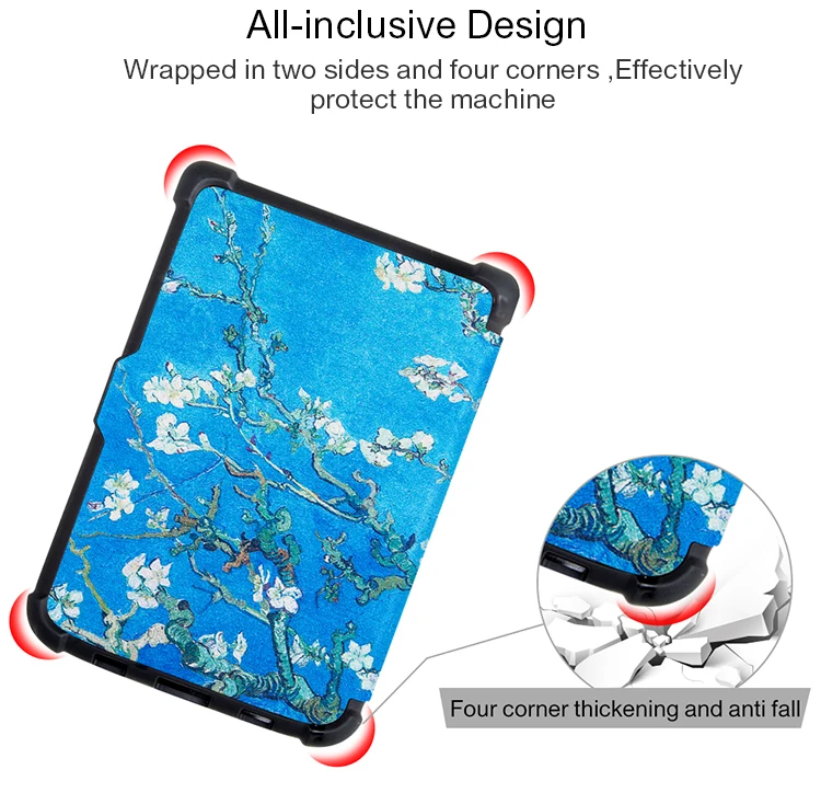 For pocketbook 616 E-ink Ebook protective case cover slim leather case premium felt with art pattern