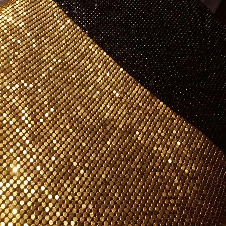 Silver sequin metallic/aluminum metal mesh fabric