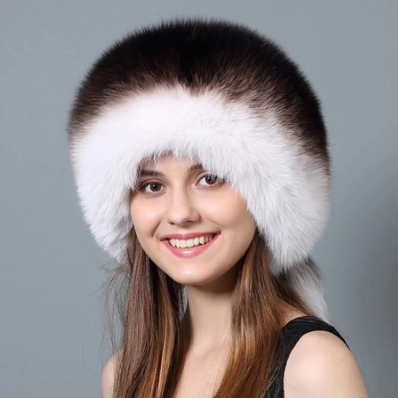 CX-C-79F New Design Fashion Winter Beanie Russian Fox Fur Hat
