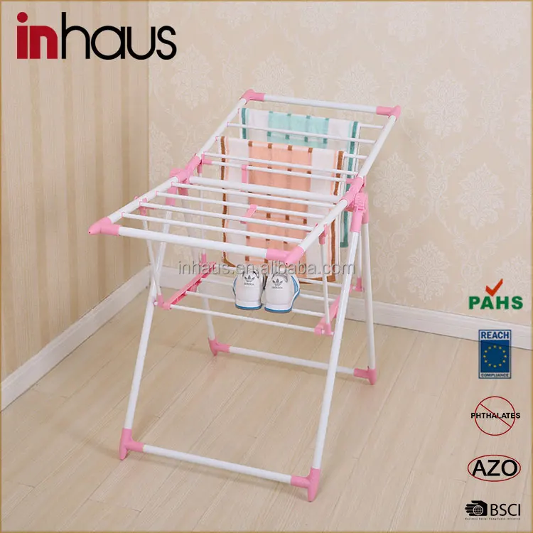 2017 Professional Factory Custom multi-purpose floor stand balcony plastic folding clothes drying rack space saving
