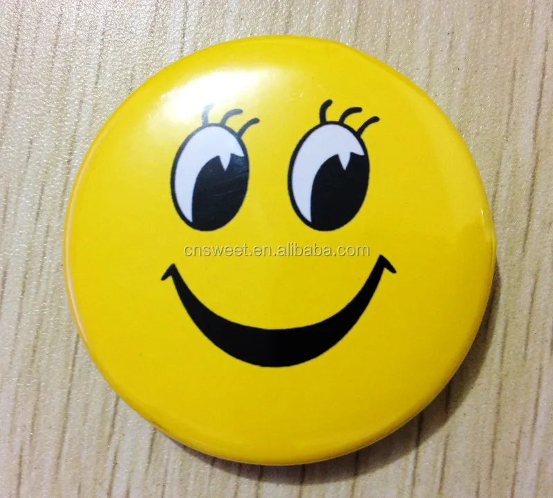 
Safety pin round cute smiley face button metal badge 