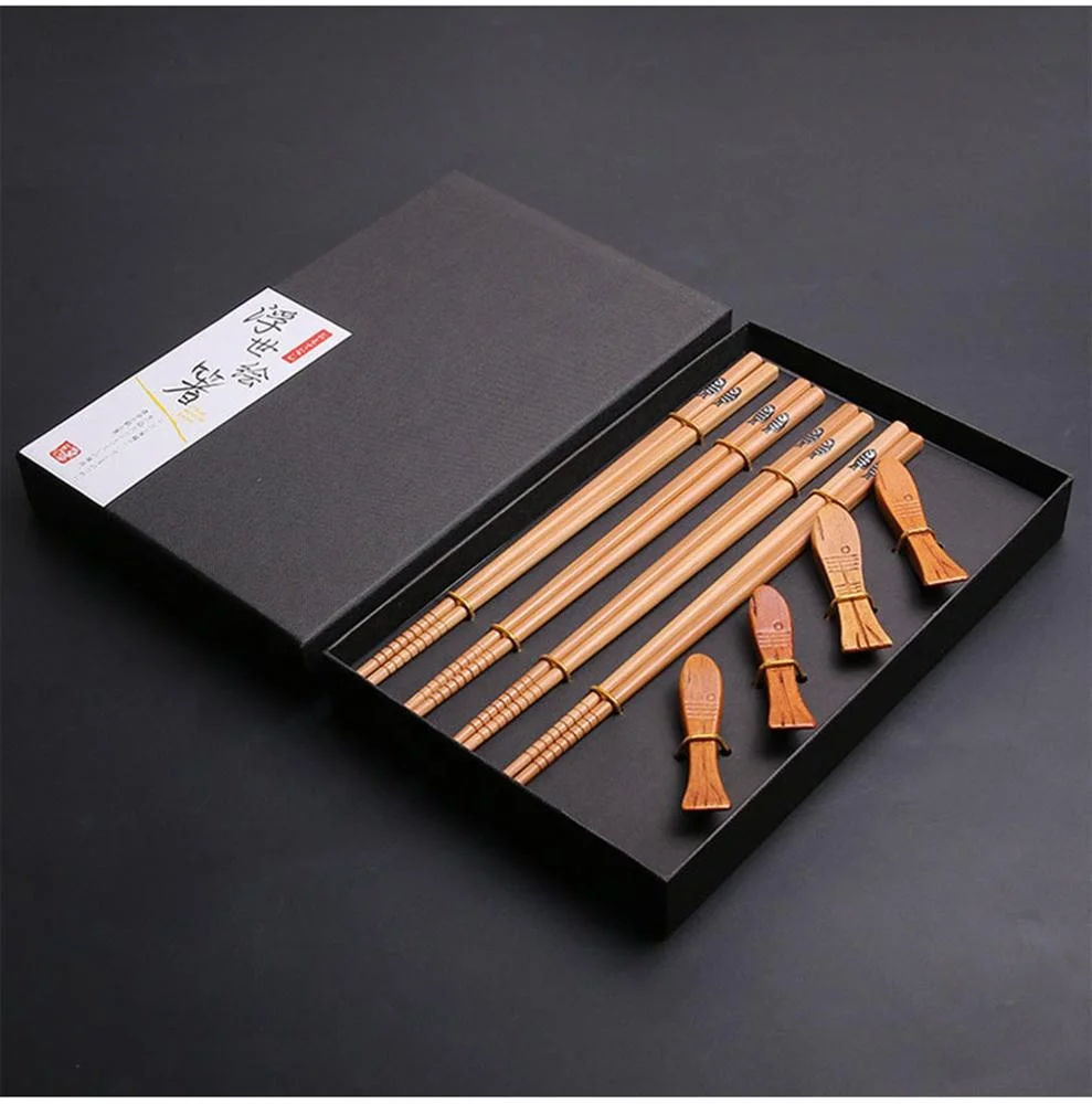 
reusable bamboo chopsticks and chopstick holder rest gift set wholesale 