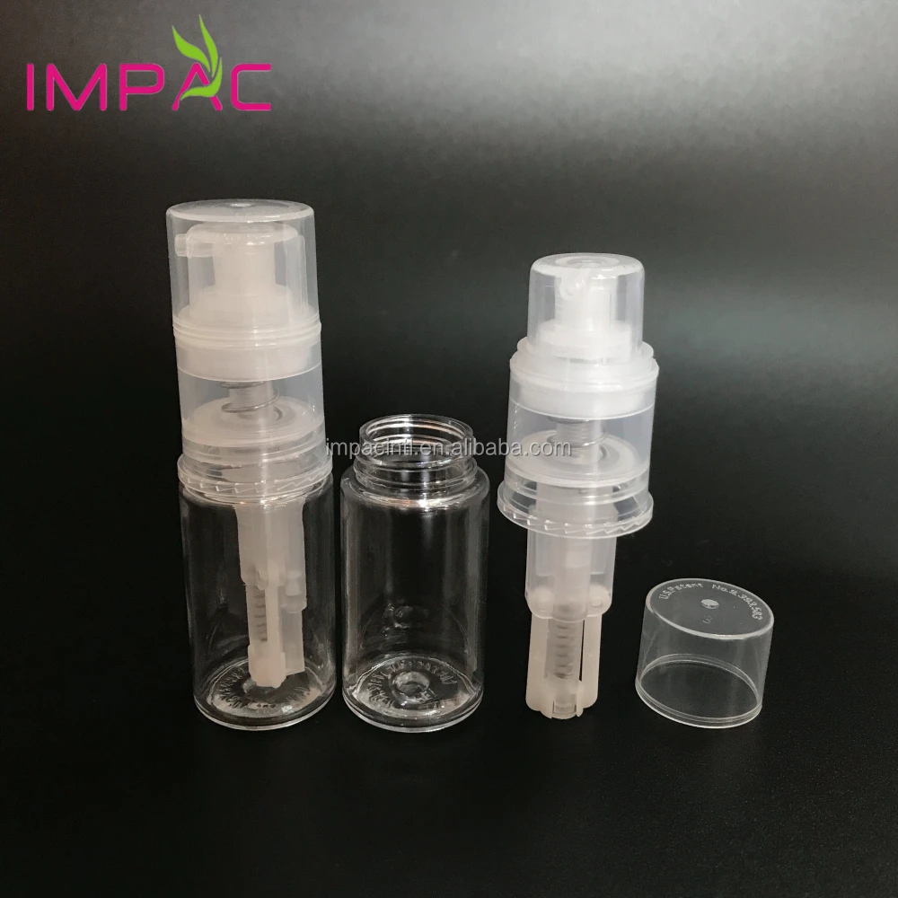 Small cute PET plastic clear 14ml glitter powder pump bottle with sprayer