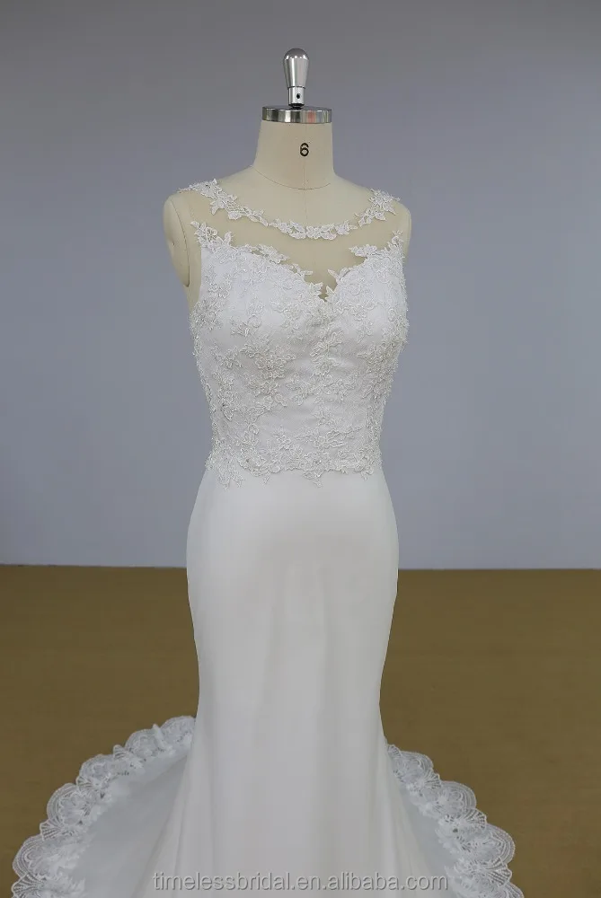 Nude lace appliques beaded mermaid white bride vestido de noiva