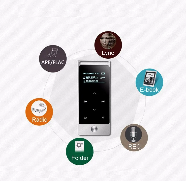Touch screen mp3 music player with multiple functions
