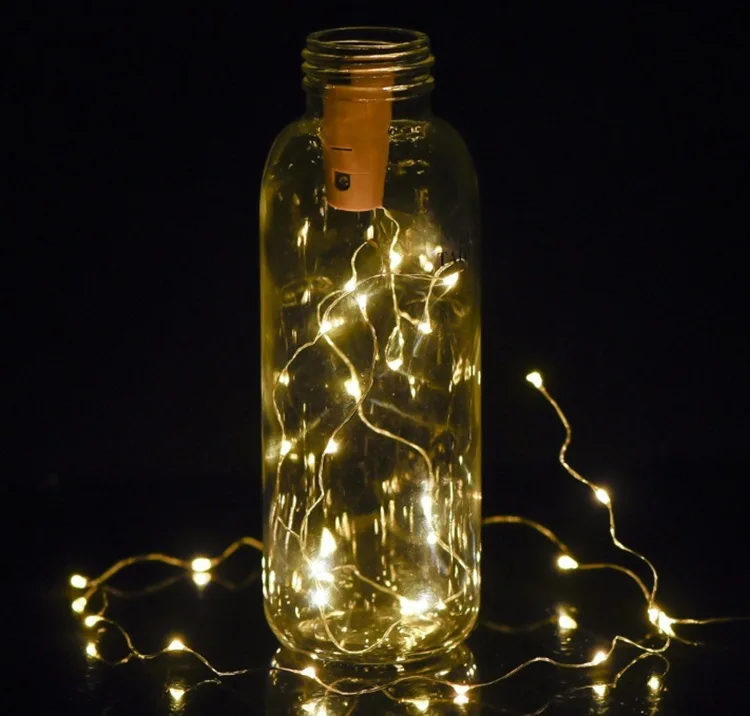 20 LEDs Cork Shaped LED String Light Copper Wire String Holiday Outdoor Fairy Lights For Christmas Party Wedding Decoration
