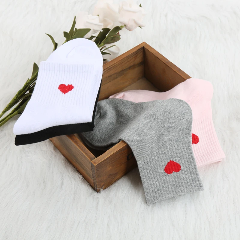 Heart Simple 100% Cotton Sweet  Boat Short  Invisible Women socks