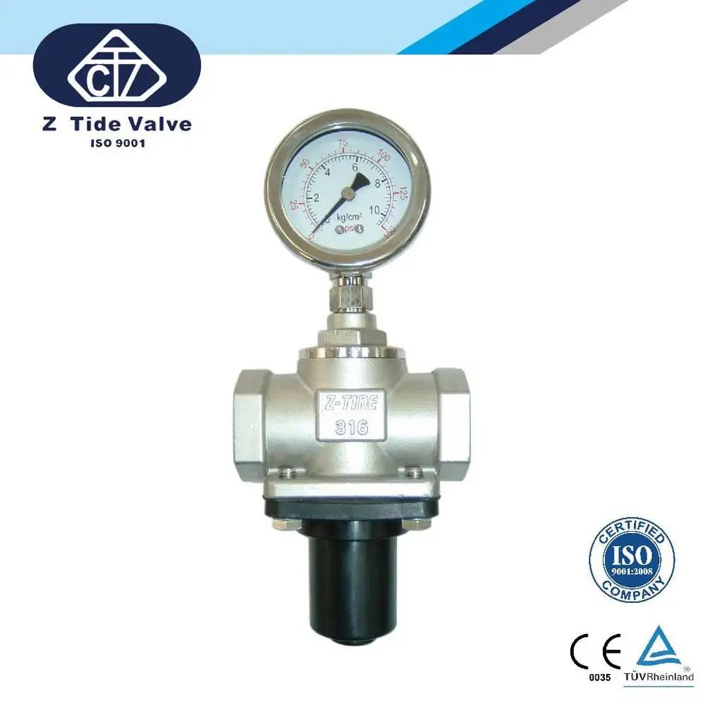 
Made in Taiwan Direct Acting and Diaphragm Pressure Reducing Regulator Valve in Stainless Steel and Bronze for Water and Air 