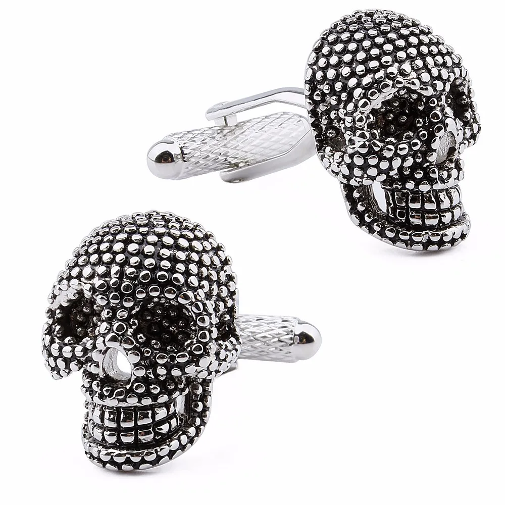 Haosen Wholesale Luxury Novelty Mans Dress Shirt Black Dead Skull Cufflinks  or Tuxedo Studs for Party