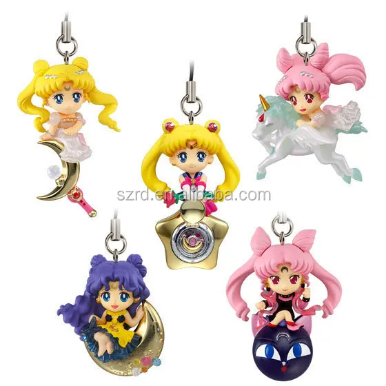 Hot selling new cartoon lovely sailor moon key chain/custom anime PVC keychain/ OEM action figure keychain set