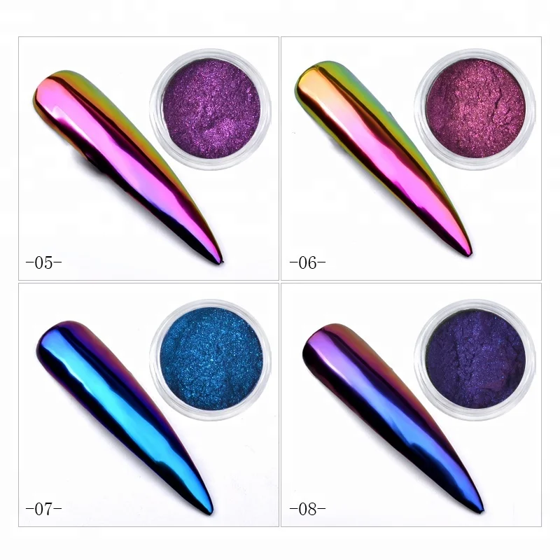 Misscheering 0.3g Chameleon Mirror Nail Glitters Powder DIY Nail Chrome Pigment Dust Manicure Nail Art Decoration Tools 8 Colors