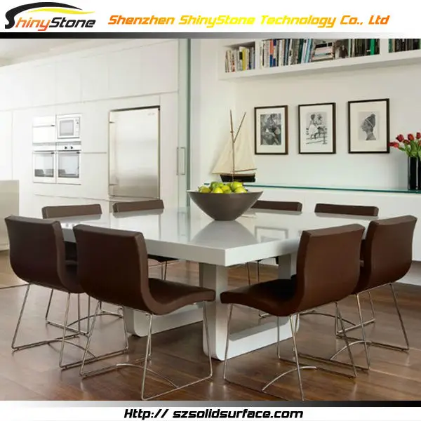 High-end HIMACS solid surface square table 8 white