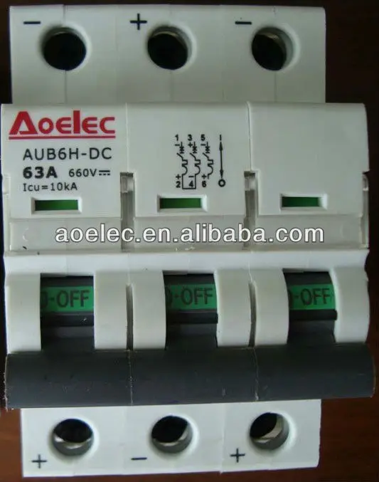 
AUB6H-DC high breaking capacity 10kA DC Circuit Breaker 