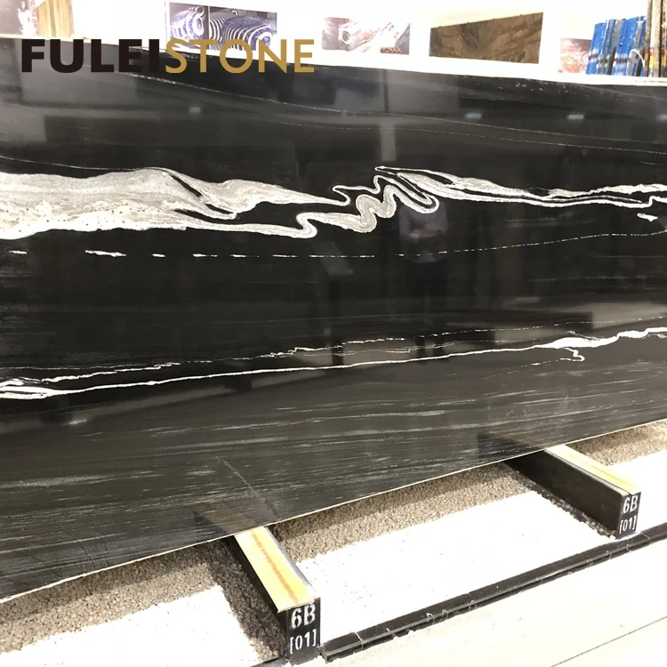 
High End Building Material Polished Natural Black Horse Granite Big Slabs 