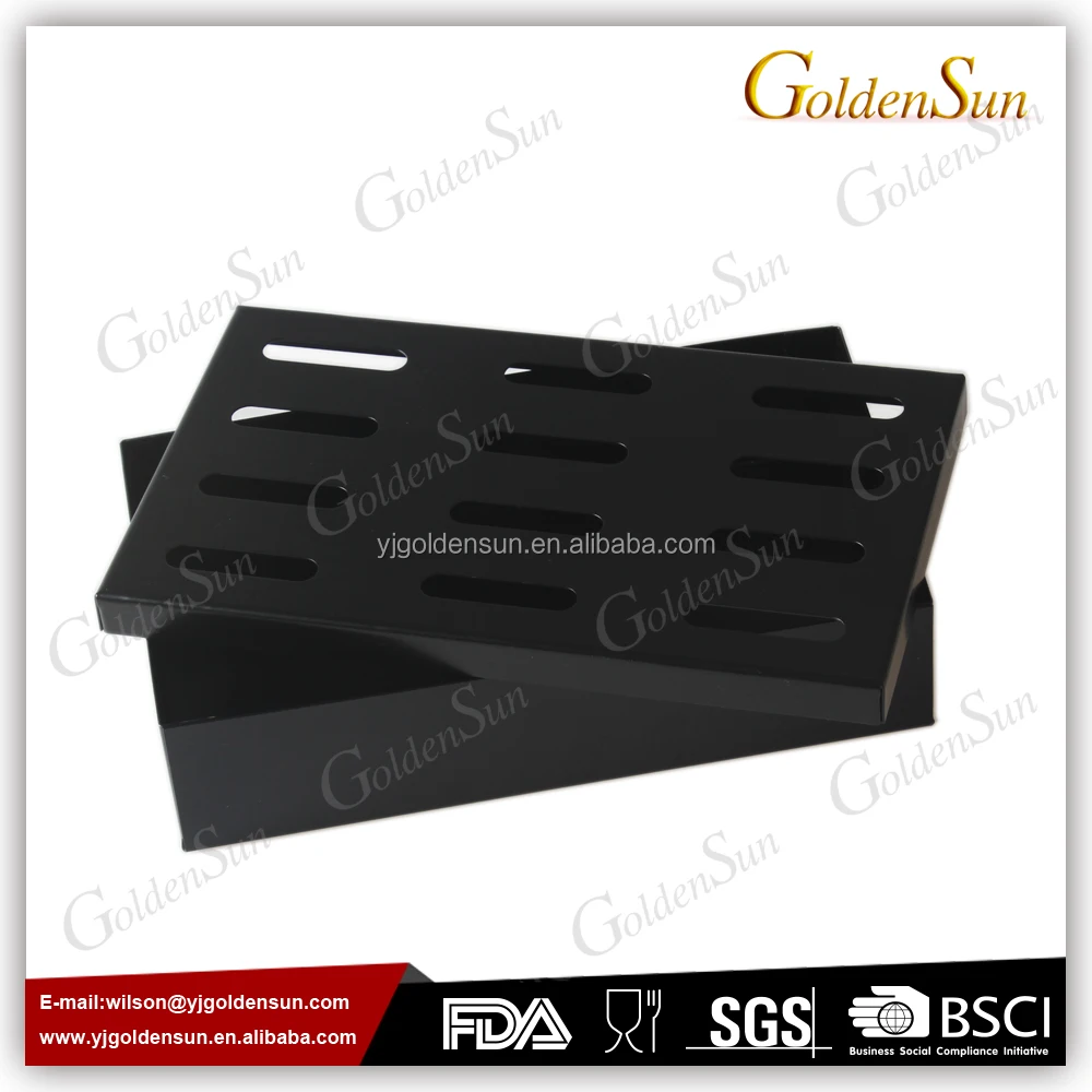 Black Colour Non Stick Coating Wood Chip Smoker Box Barbecue Grill Accessories