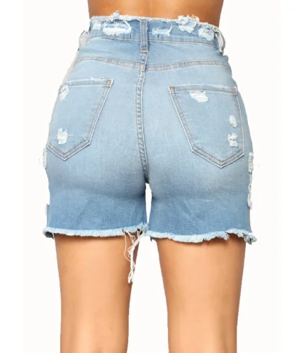 Wholesale Custom New Sexy skinny slim Jeans Hot Rrayed Hole Denim Pants  Damaged Short Hot Zipper Women pants