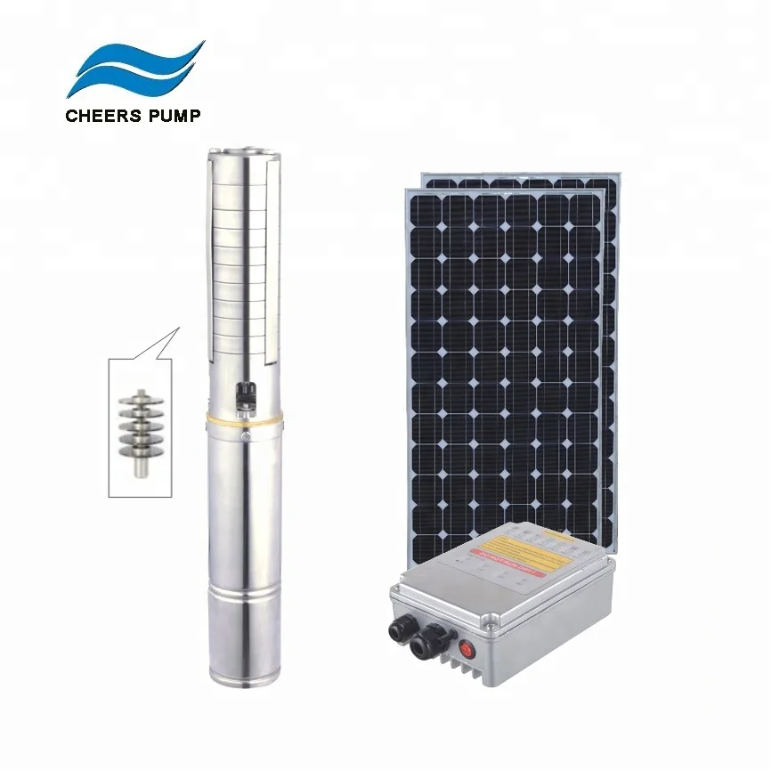 JINTAI 2 years warranty 2hp 100 meter head solar submersible water pump system