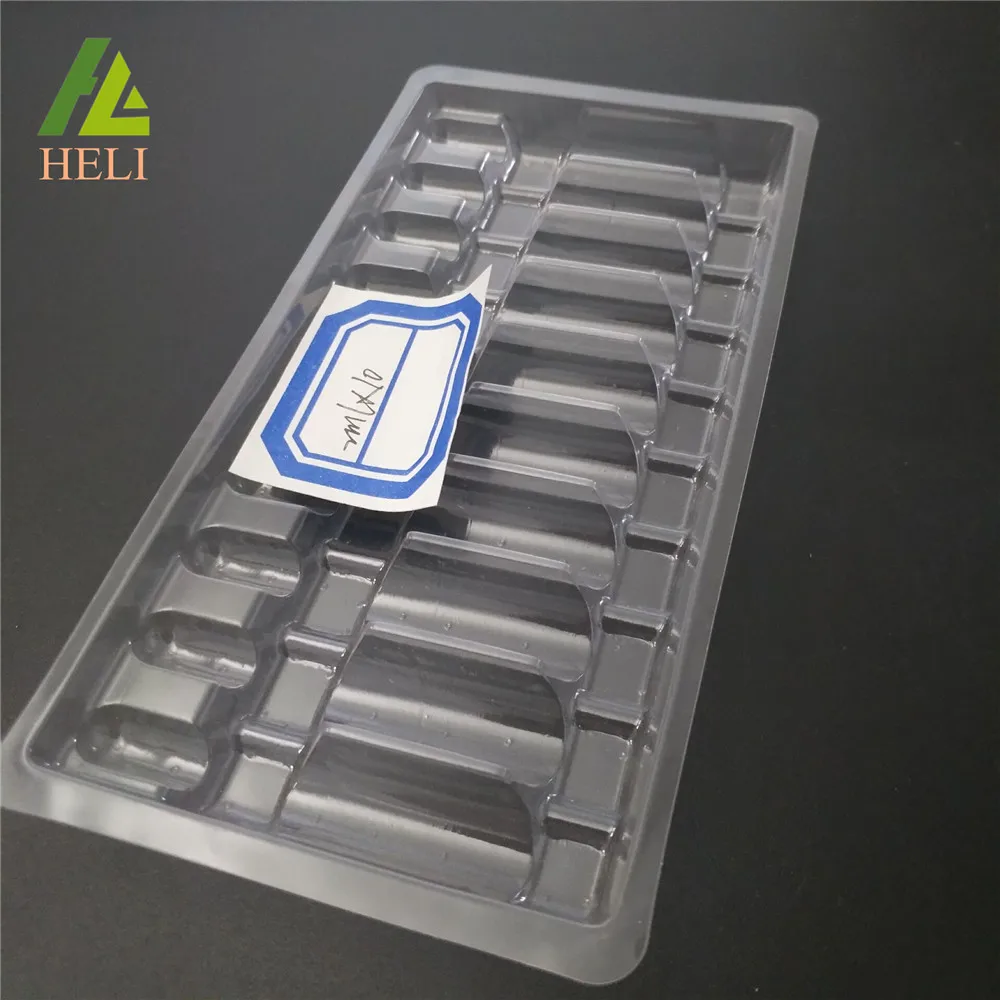 Blister process white color plastic ampoule vial packing trays