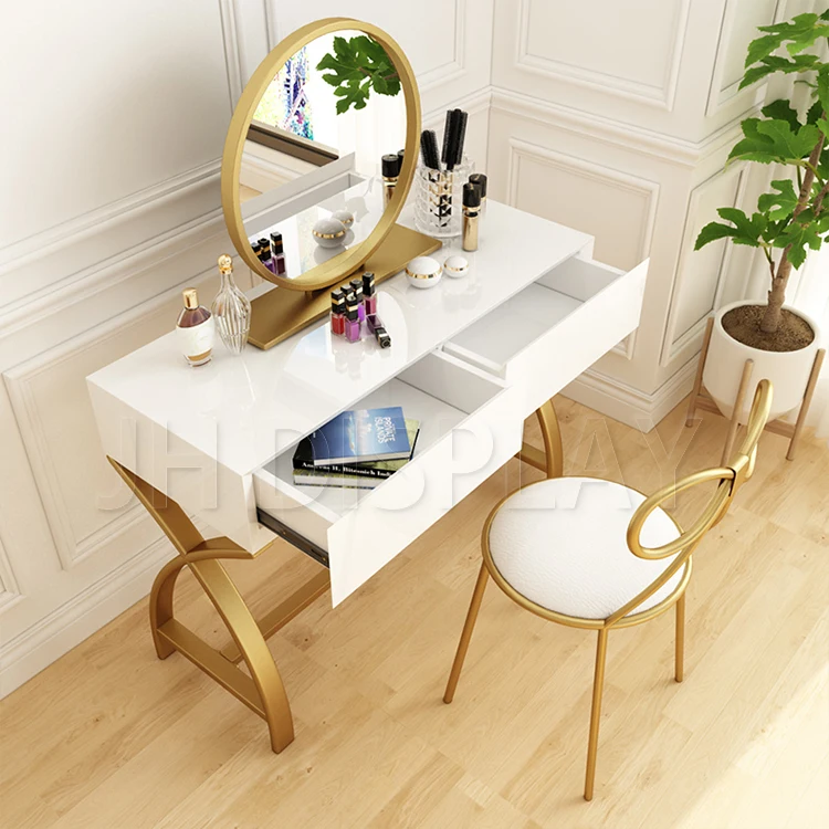 
Custom Modern Minimalist Gold Vanity Dressing Table For Girl 