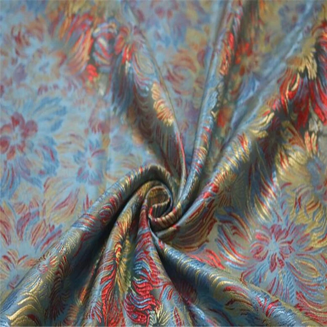 
Hangzhou Fabric 100 Polyester Jacquard Brocade Silk Fabric for Suit Chinese Clothing 
