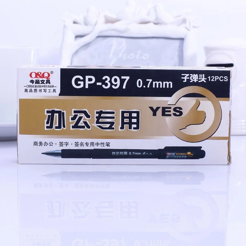 Excellent quality black/blue stylish non-toxic 0.7mm office use plastic gel pens