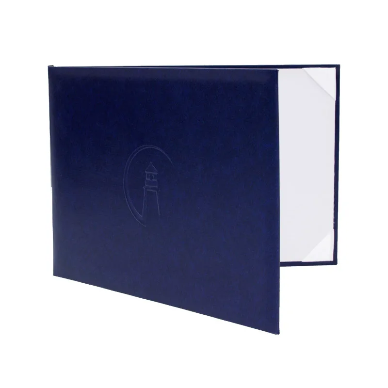 Custom certificate holder with hot stamped logo,leather certificate folder,diploma folder for school