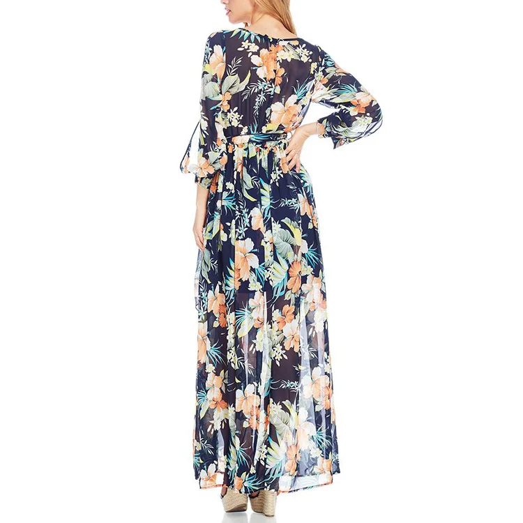 Guangzhou Dress Factory Long Split Sleeves Long Dress Chiffon New Style