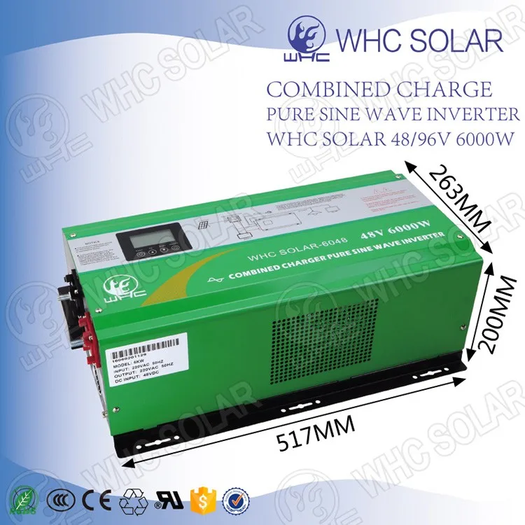 Off Сетка 48 В 96 В 220 В 6000 Вт Чистый Синусоидальный Инвертор С Зарядом