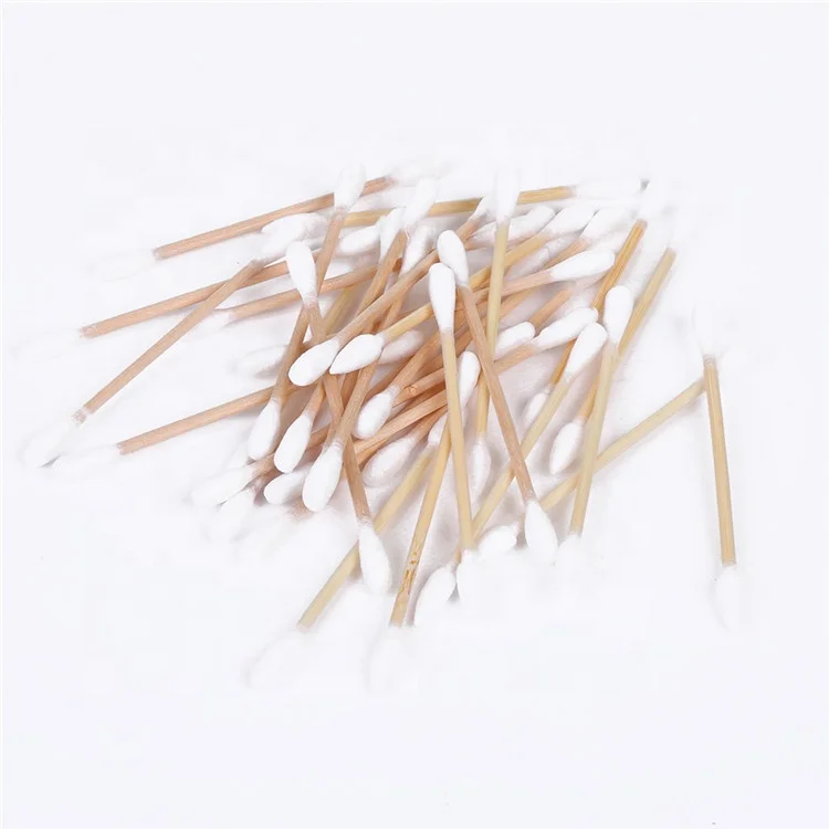 High quality double head design safety nontoxic double - end wooden cotton tips swabs for makeup