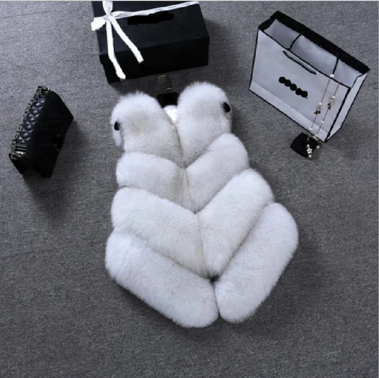 Wholesale new design short faux fox fur lady vest with top grade material for sweet women