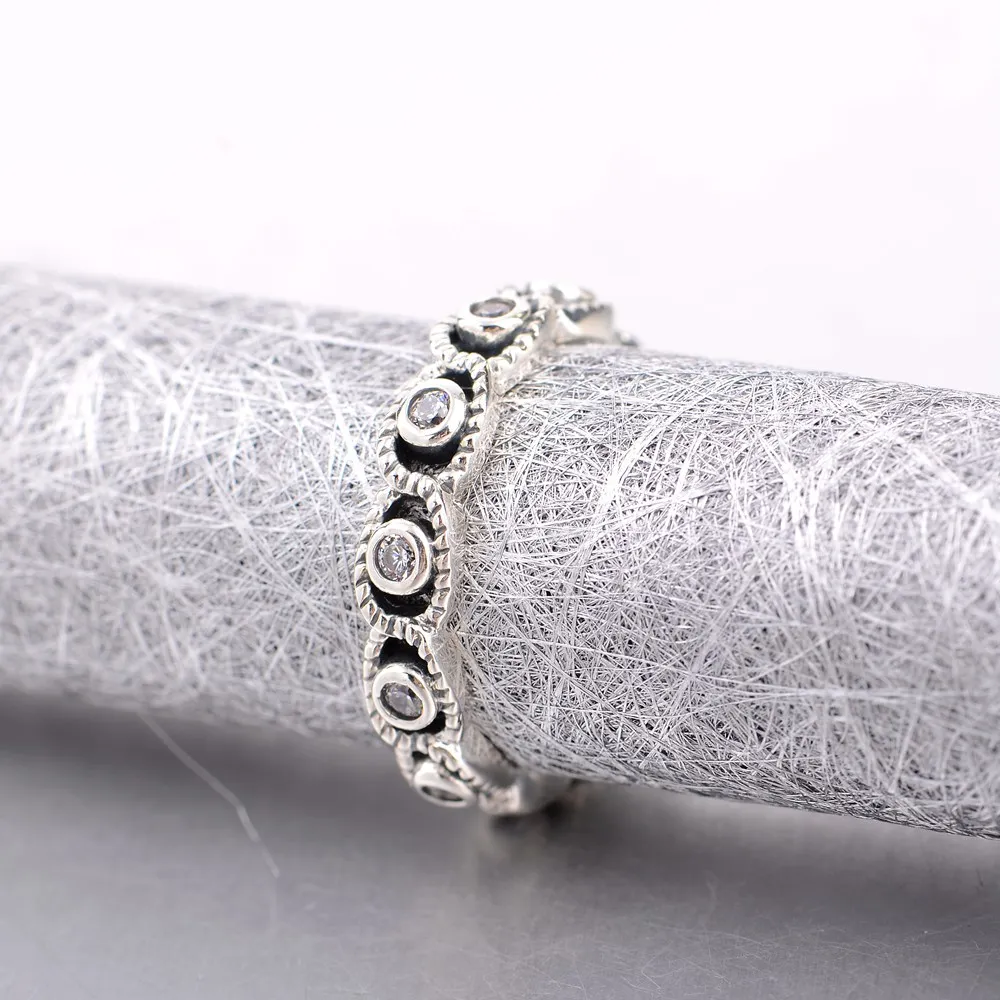 vogue silver jewelry women fashion 925 italian silver oxidized tennies zircon inlying rings